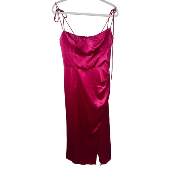 Reformation Marguerite Cocktail Midi Dress in Pink Flambe 100% Silk Size 10 NWT - Picture 4 of 10